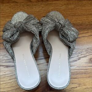 Loeffler Randall Silver Mules with Bow Detail